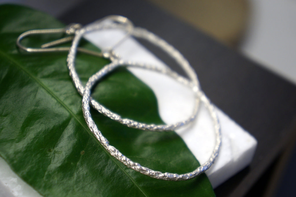 Sterling Silver Hoop Earrings – Bohemian Botanical Jewelry With Pine Needle Design