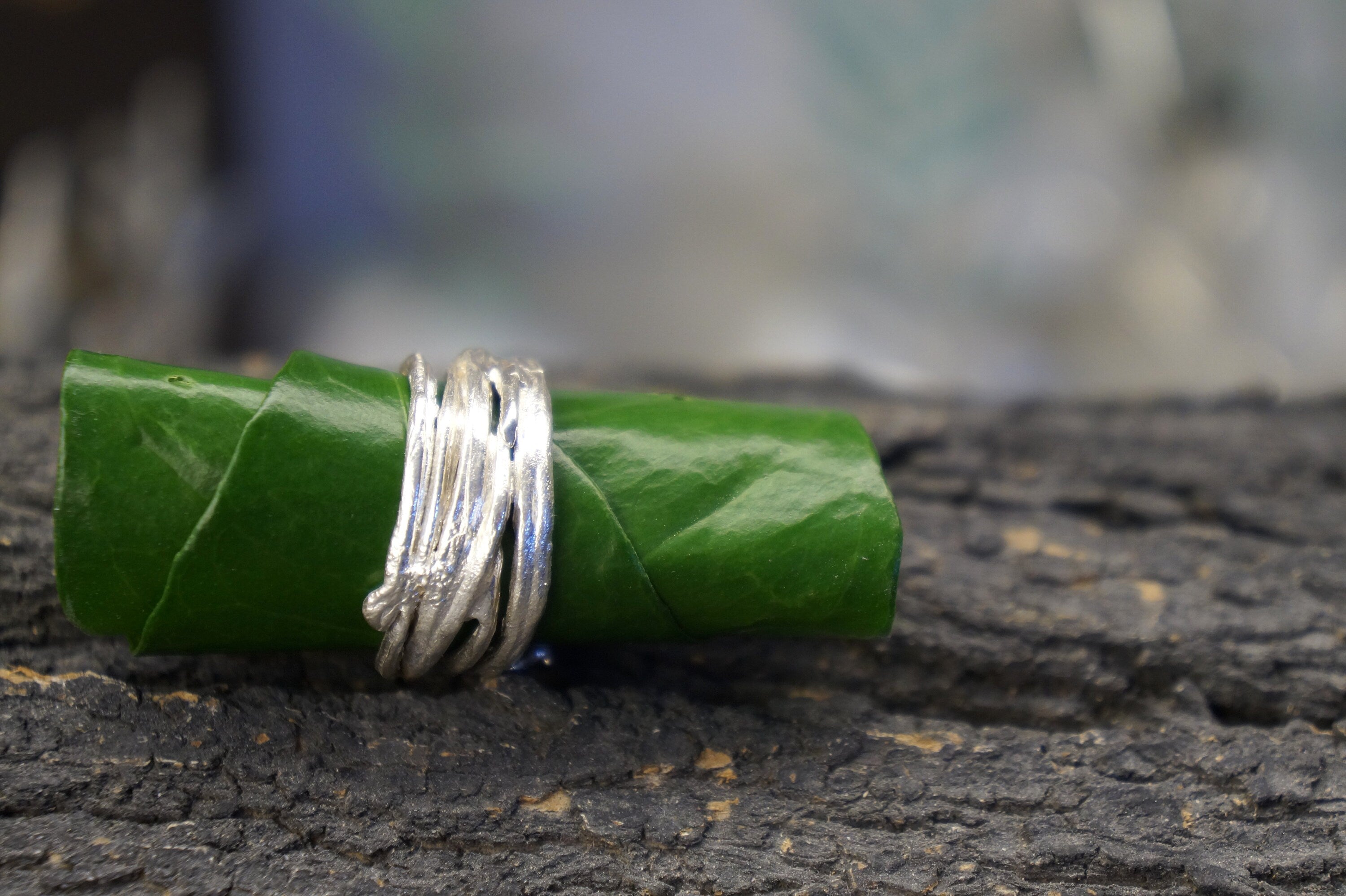 Twig Silver Ring – Minimalist Wide Band Ring, Men’s Promise Jewelry in Recycled Sterling Silver