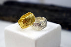 Wide Band Ring: Real Pressed Mimosa Leaf - Sterling Silver