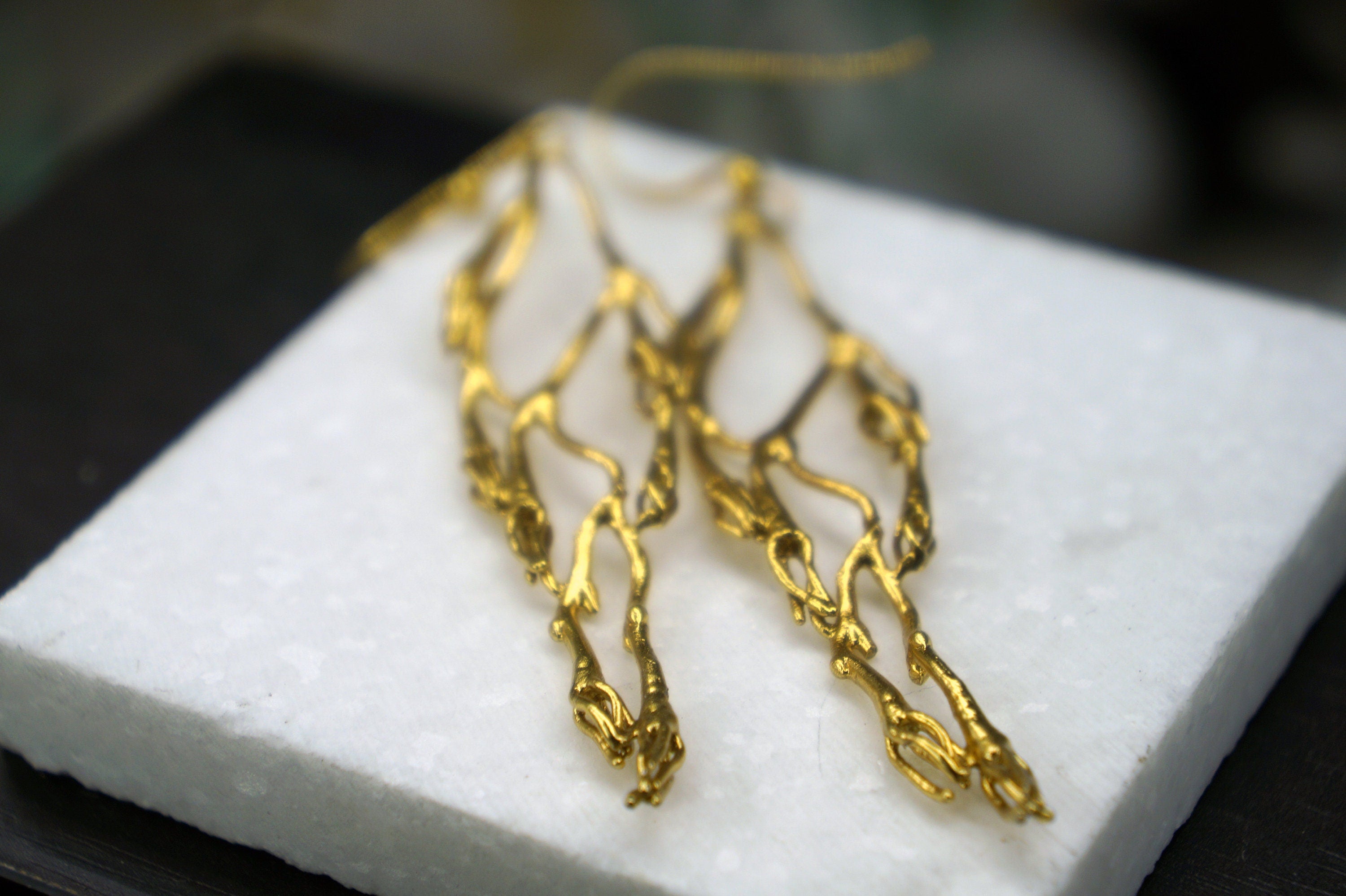 Silver Jasmine Earrings – Handmade Botanical Earrings With Gold Plated Finish