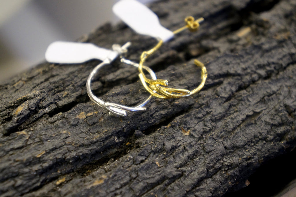 Sterling Silver Hoop Earrings – Handmade Jasmine Twig, Lightweight Nature Inspired Jewelry