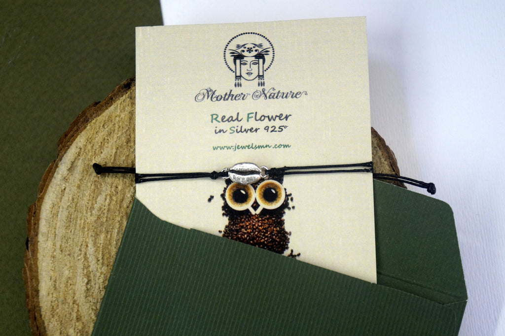 Silver Coffee Bracelet, Sterling Silver Jewelry, Coffee Bean Bracelet, Gift for Her, Birthday Gift for Women, Handmade Jewelry