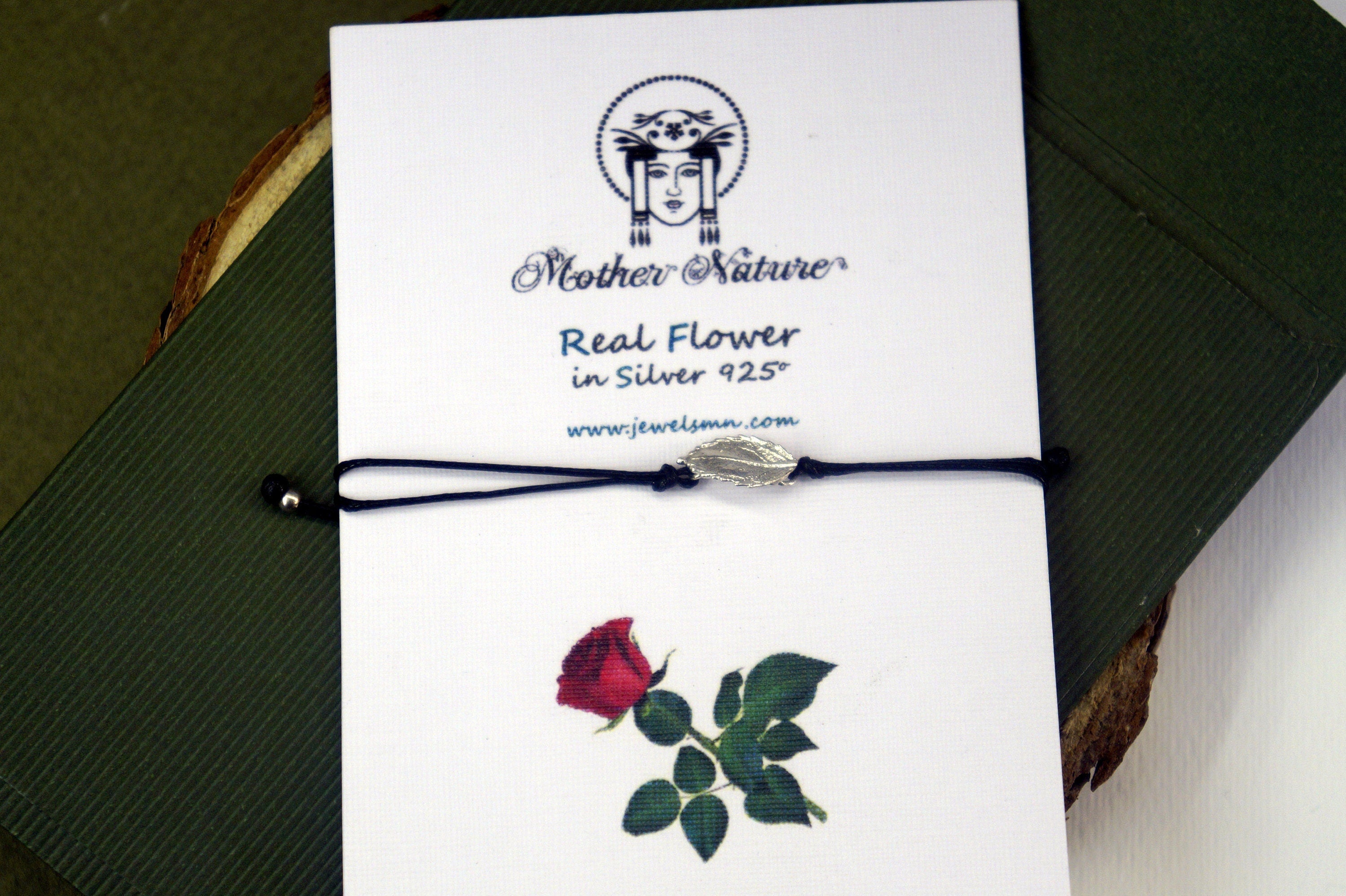 Dainty Rose Leaf Bracelet: Sterling Silver Nature Jewelry