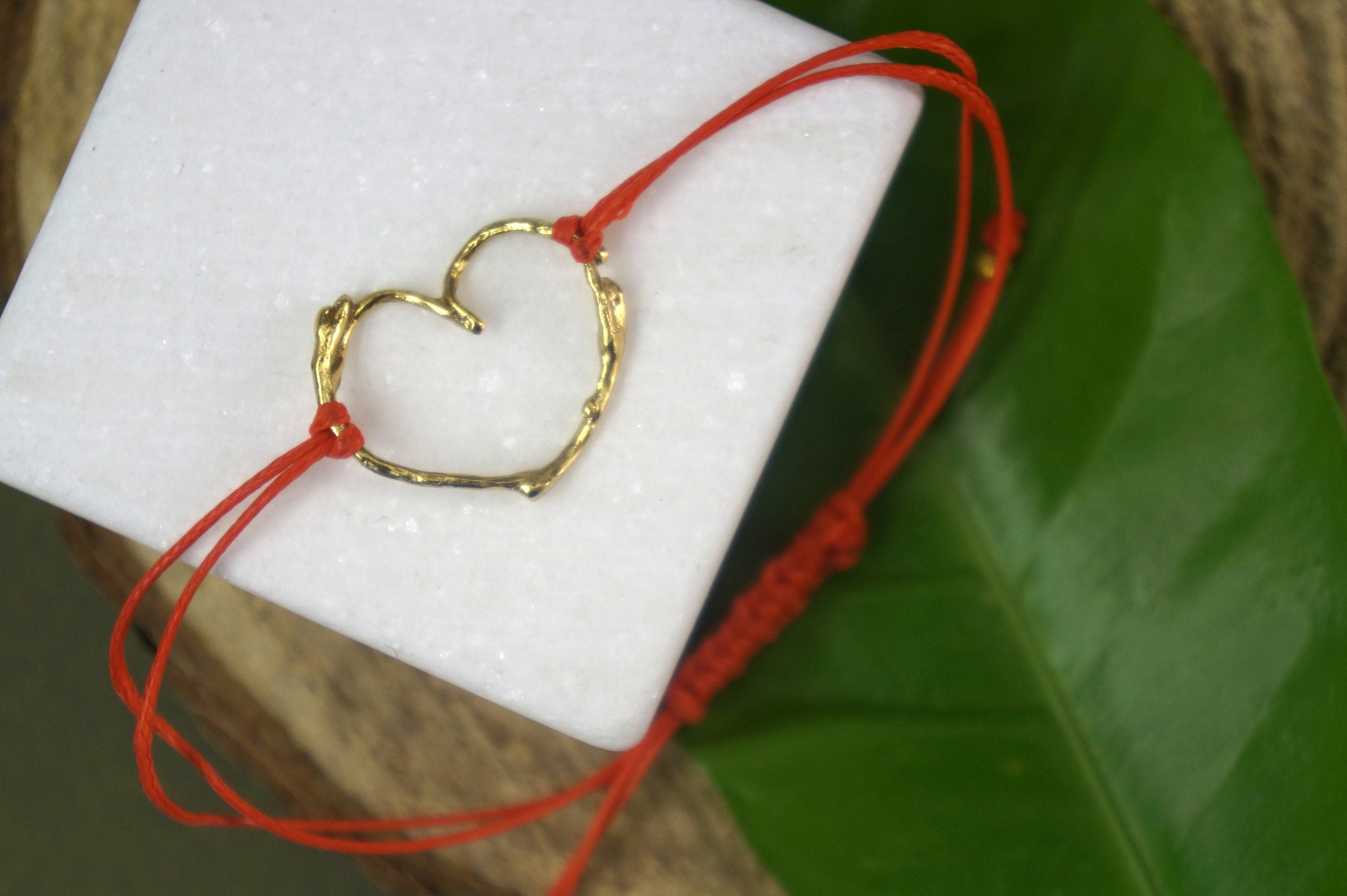 Jasmine Twig Heart Bracelet - Adjustable Sterling Silver with Gold Plating
