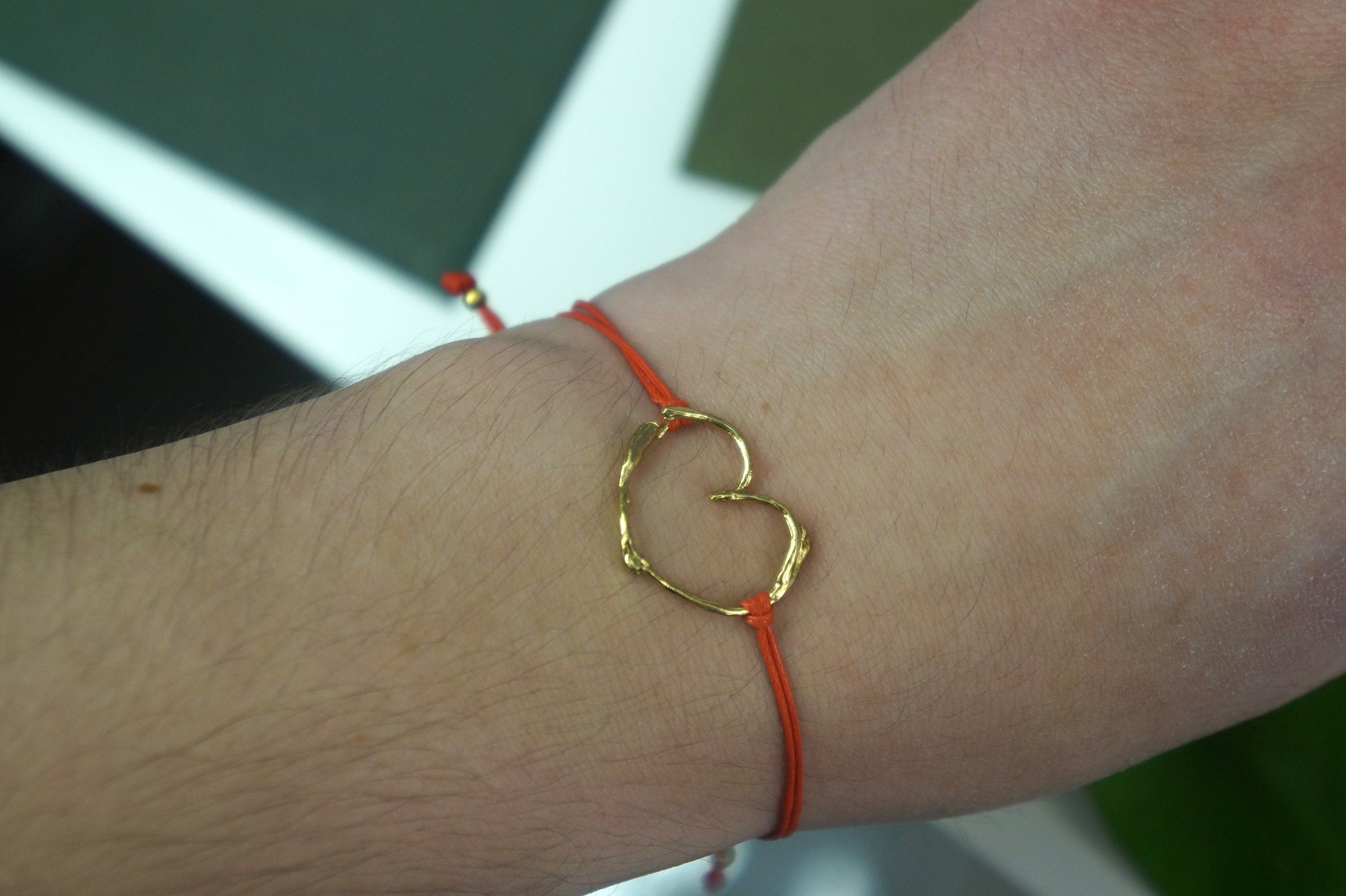 Jasmine Twig Bracelet – Adjustable Heart Shape Silver Bracelet with Gold Plating