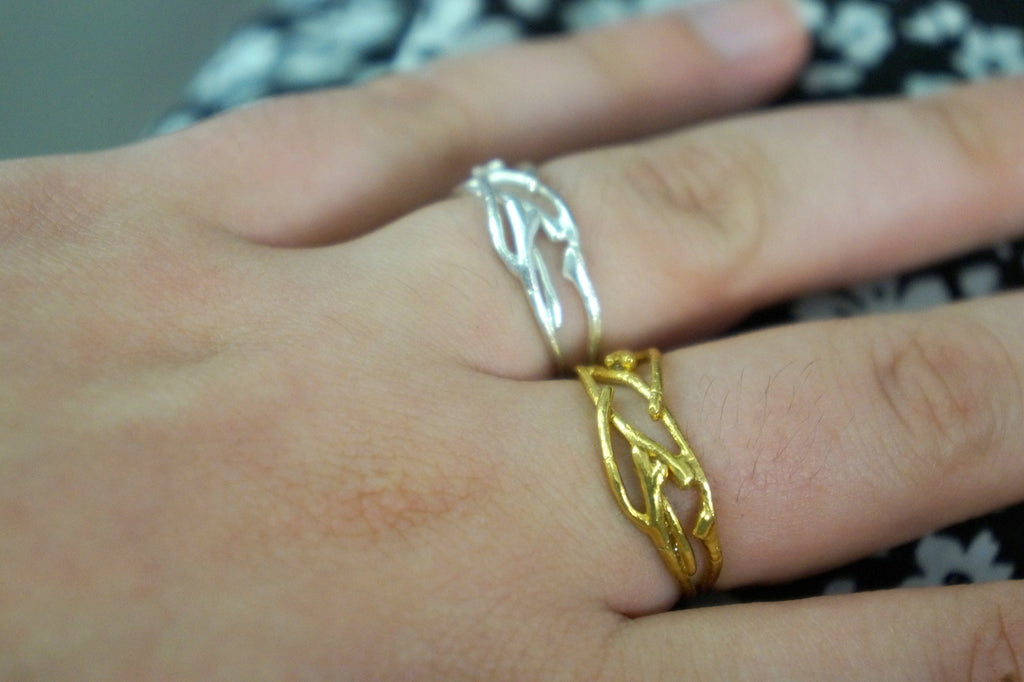 Sterling Silver Twig Ring – Nature Inspired Ring With Jasmine Branch Design