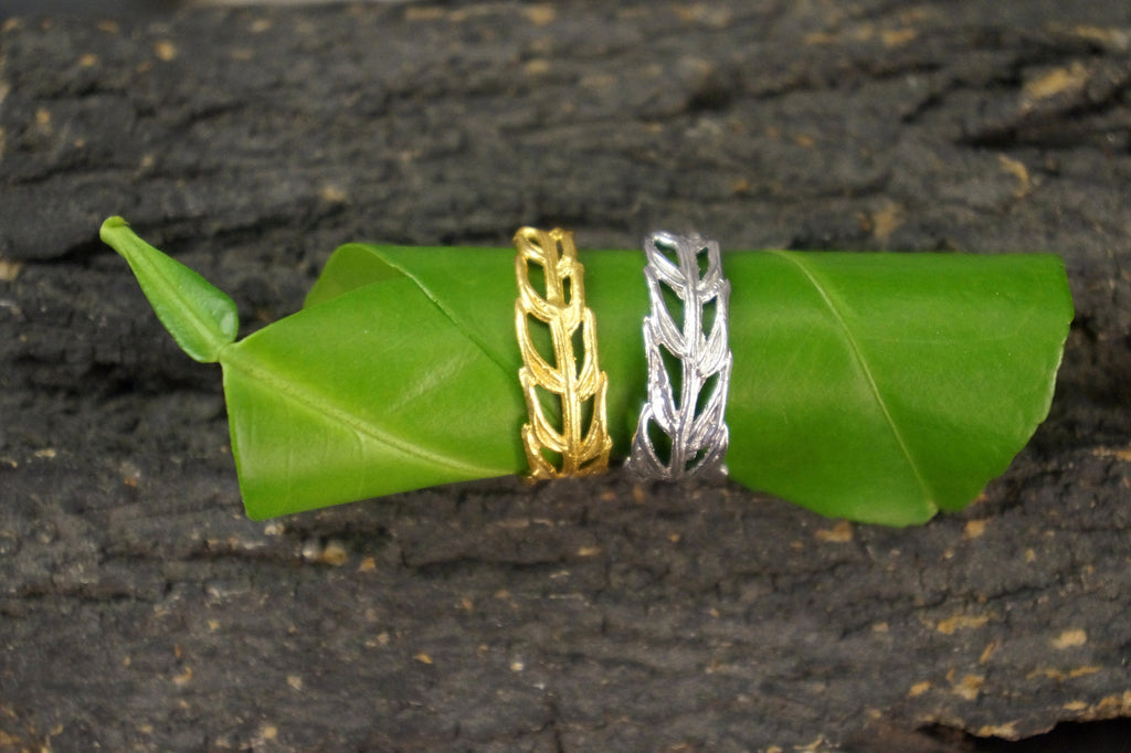 Sterling Silver Leaf Ring – Unique Botanical Ring with Tarnish Resistant Finish
