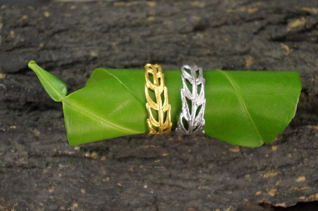 Botanical Silver Ring: Pressed Araucaria Leaf - Minimalist Design