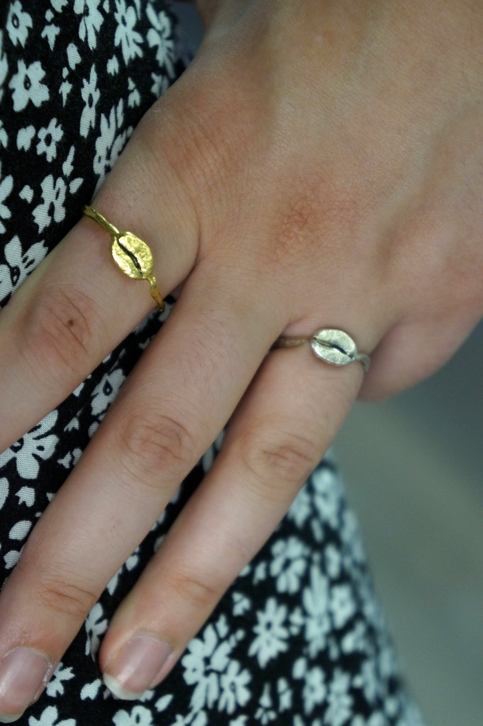 Silver Coffee Ring, Gold-Plated Sterling Silver Jewelry, Coffee Bean Ring, Gift for Her, Birthday Gift for Women, Handmade Jewelry