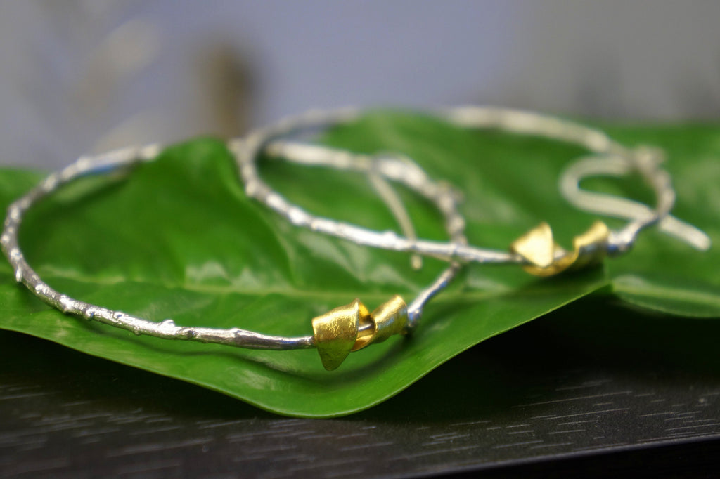 Olive Leaf Earrings – Large Hoop Earrings | Gold Plated, Black Rhodium Finish