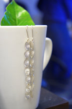 Long Dangle Earrings: Rose Leaves in Sterling Silver - Handmade