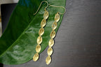 Statement Earrings: Gold Plated Rose Leaves (Long Dangle Design)