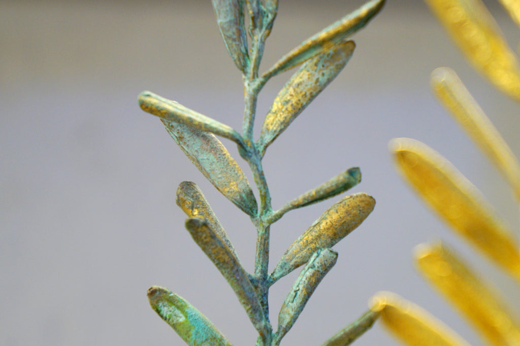 Olive Branch Decor - Handcrafted Brass Olive Tree Decoration with Gold Plating