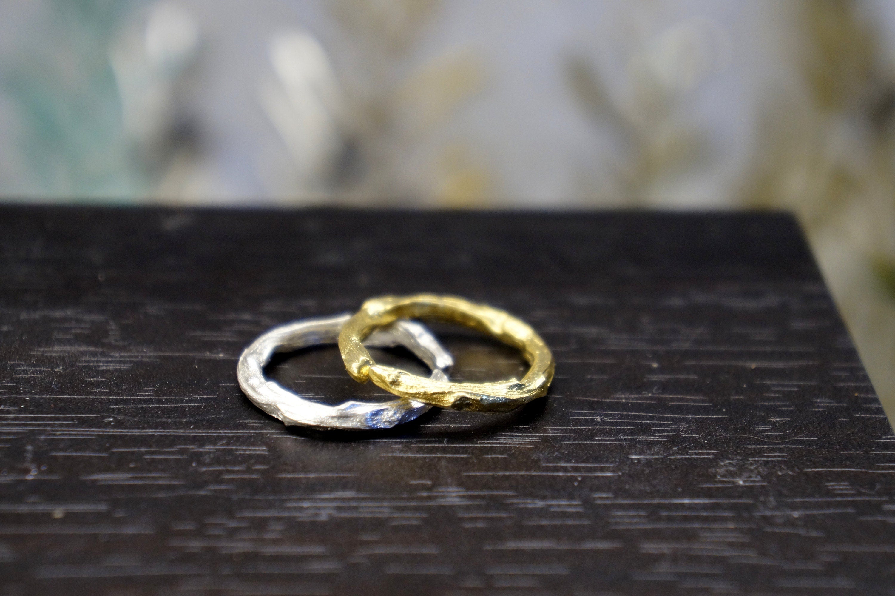 Sterling Silver Branch Ring - Real Palm Leaf Texture