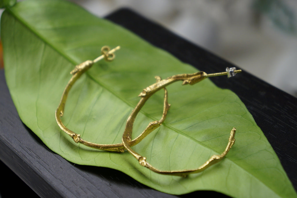 Gold Hoop Earrings | Olive Branch Botanical Hoops – Handmade Nature Jewelry