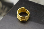 Nature-Inspired Bark Ring, Gold Plated Sterling Silver (Wide Band)