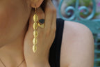 Real Rose Leaf Earrings: Long Dangle, 14k Gold on Sterling Silver
