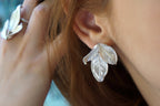 Sterling Silver Rose Leaf Earrings - Delicate Nature Detail