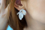 Sterling Silver Rose Leaf Earrings - Delicate Nature Detail
