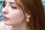 Olive Leaf Hoop Earrings - Minimal Gold Plated Sterling Silver