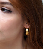 Olive Leaf Hoop Earrings - Minimal Gold Plated Sterling Silver