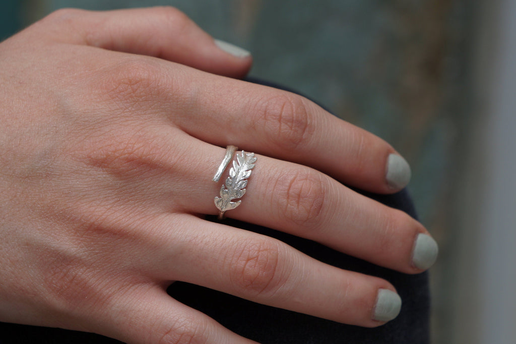 Silver Fern Ring, Sterling Silver Jewelry, Silver Leaf Ring, Wedding Gift, Handmade Band, Gift for Women, Gift for Her, Birthday Gift