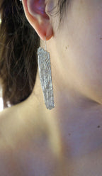 Tree Bark Earrings: Handmade Sterling Silver Dangles (Mismatched Pair)