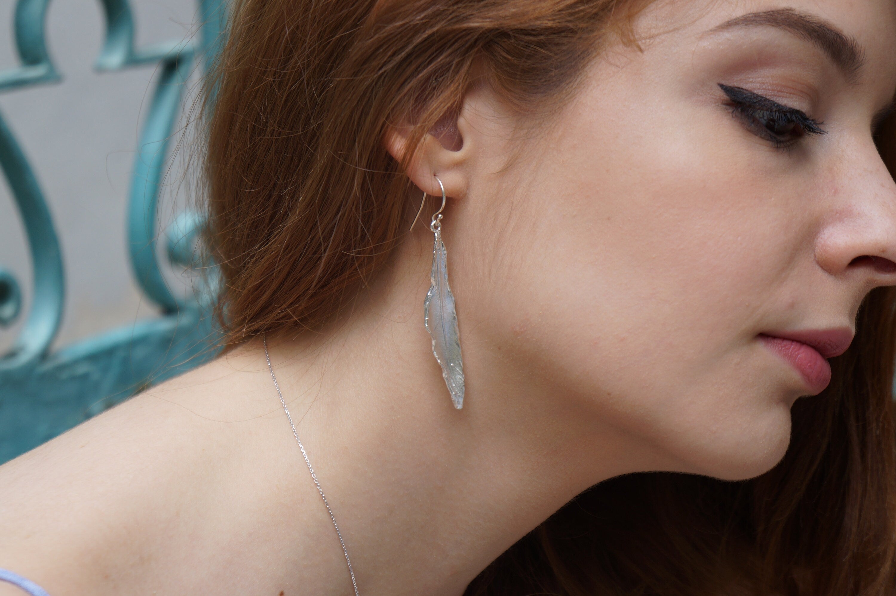 Sterling Silver Dove Feather Earrings: Boho Nature Jewelry