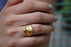 Rose Leaf Ring: Delicate Twig Motif - 18k Gold Plated Brass