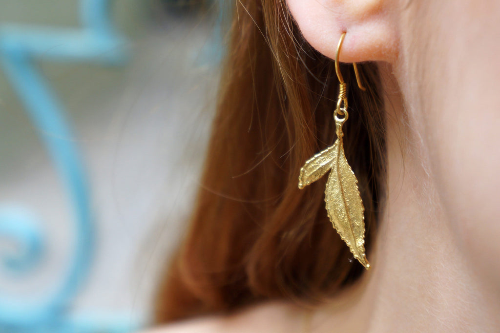 Rose Leaf Earrings: Nature-Inspired Silver - Stud or Dangle Styles