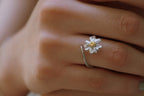 Silver Branch Ring, Sterling Silver Jewelry, Chamomile Flower Band, Gift for Her, Birthday Gift for Women, Handmade Jewelry