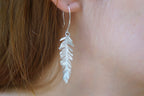 Sterling Silver Leaf Earrings: Mimosa Pudica Inspired Dangles