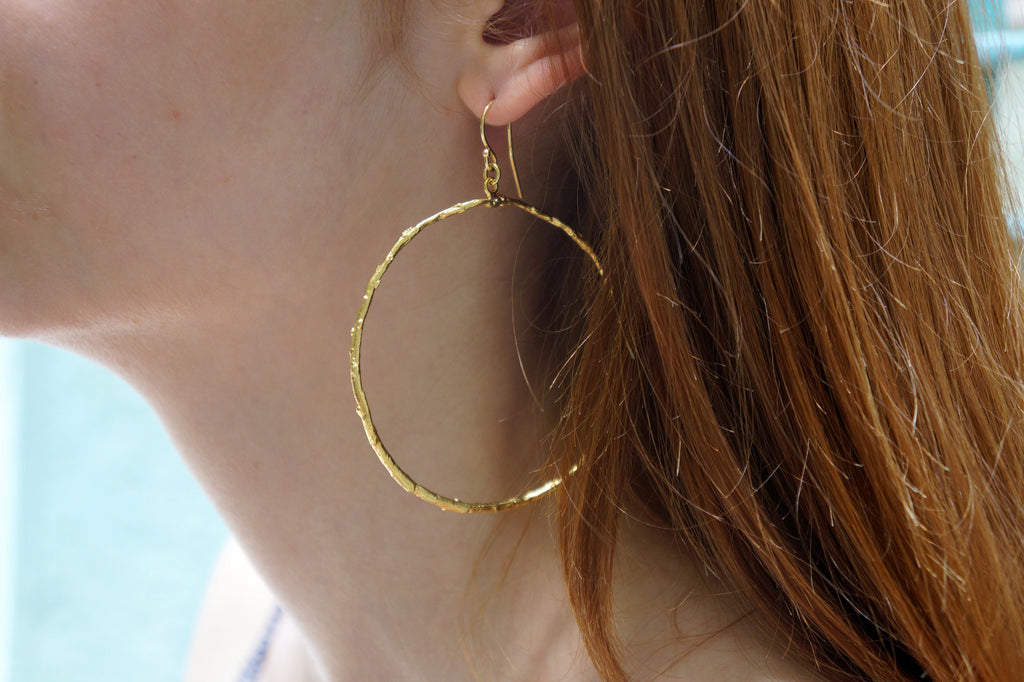 Large Hoop Earrings – Olive Branch Silver & Gold Plated Bohemian Style Hoops