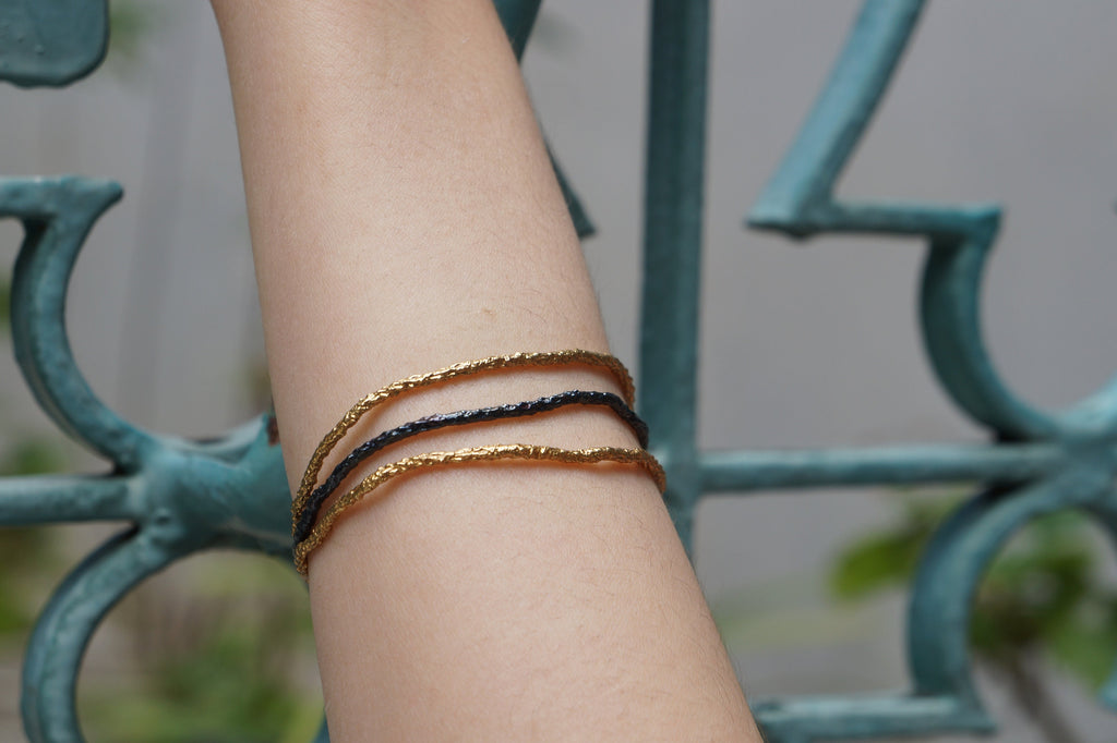 Pine Tree Branch Bracelet – Handmade Recycled Silver Twig Cuff With Black Rhodium Finish