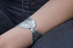 Open Cuff Bracelet: Hibiscus Leaf Design - Gold Plated Sterling Silver