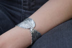 Open Cuff Bracelet: Hibiscus Leaf Design - Gold Plated Sterling Silver