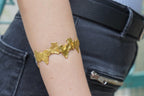 Nature Inspired Ivy Leaf Bracelet, Adjustable (14K Gold Plated Sterling Silver)