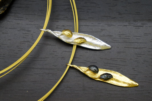Olive Leaf and fruits Pendant Necklace for Women. Plant lover Jewelry real leaf and eco friendly Necklace by Mother Nature