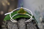 Nature-Inspired Cuff Bracelet, Sterling Silver with Gold Ivy Leaf (Adjustable)