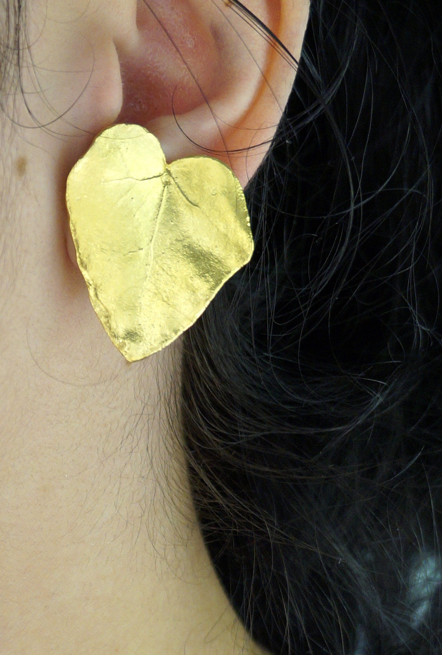 Ivy Leaf Earrings: Real Preserved Leaves - Gold-Plated Brass Studs