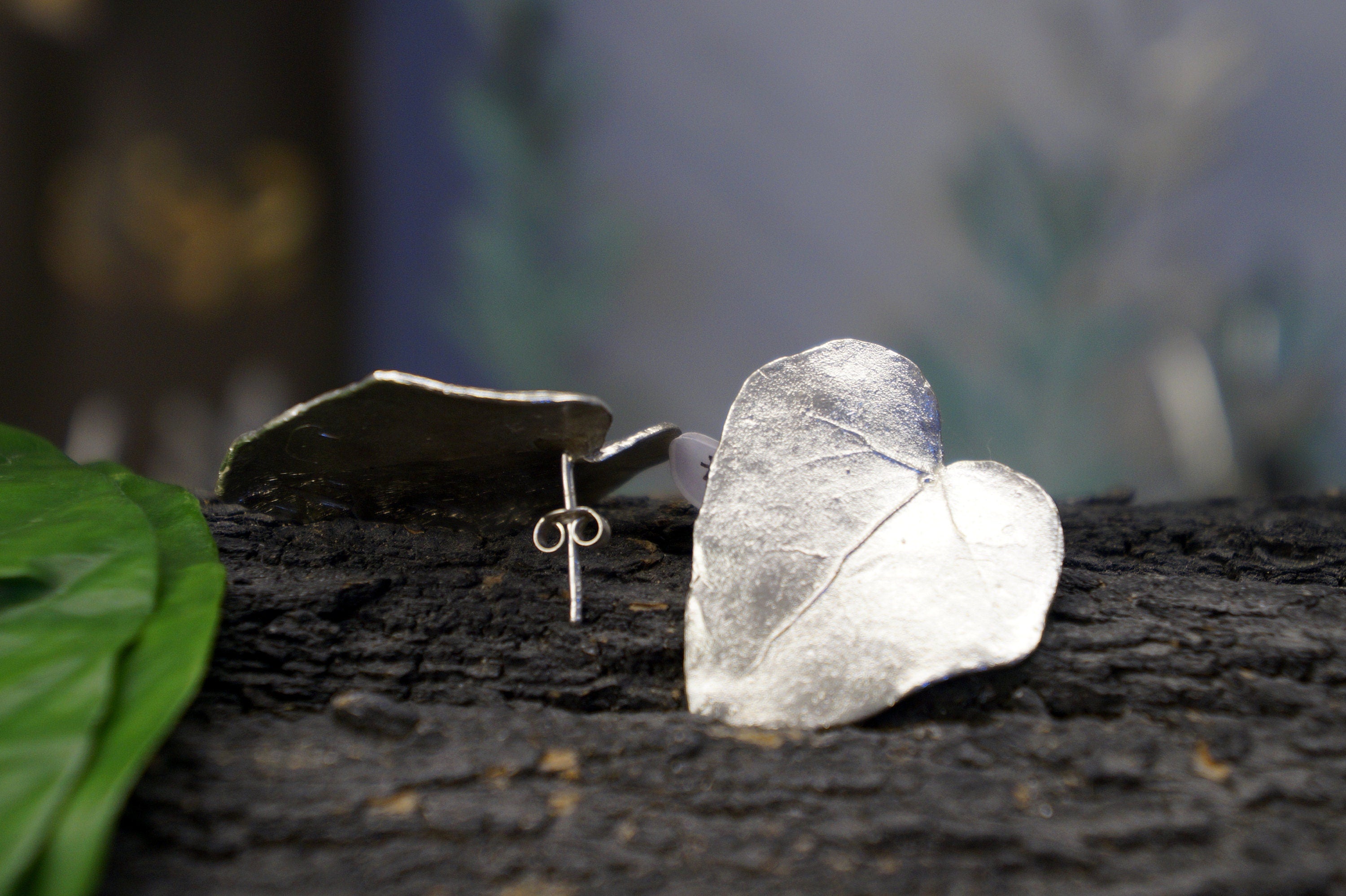 Ivy Leaf Earrings: Sterling Silver with 14k Gold Plating