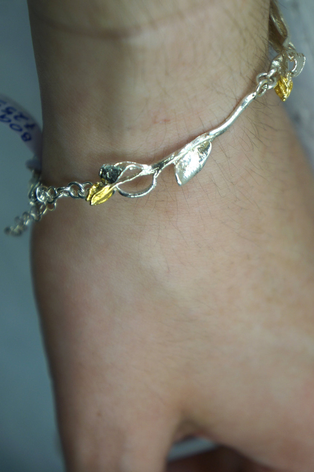 Silver Leaf Bracelet - Handmade Sterling Silver Olive Branch Jewelry, Adjustable Fit