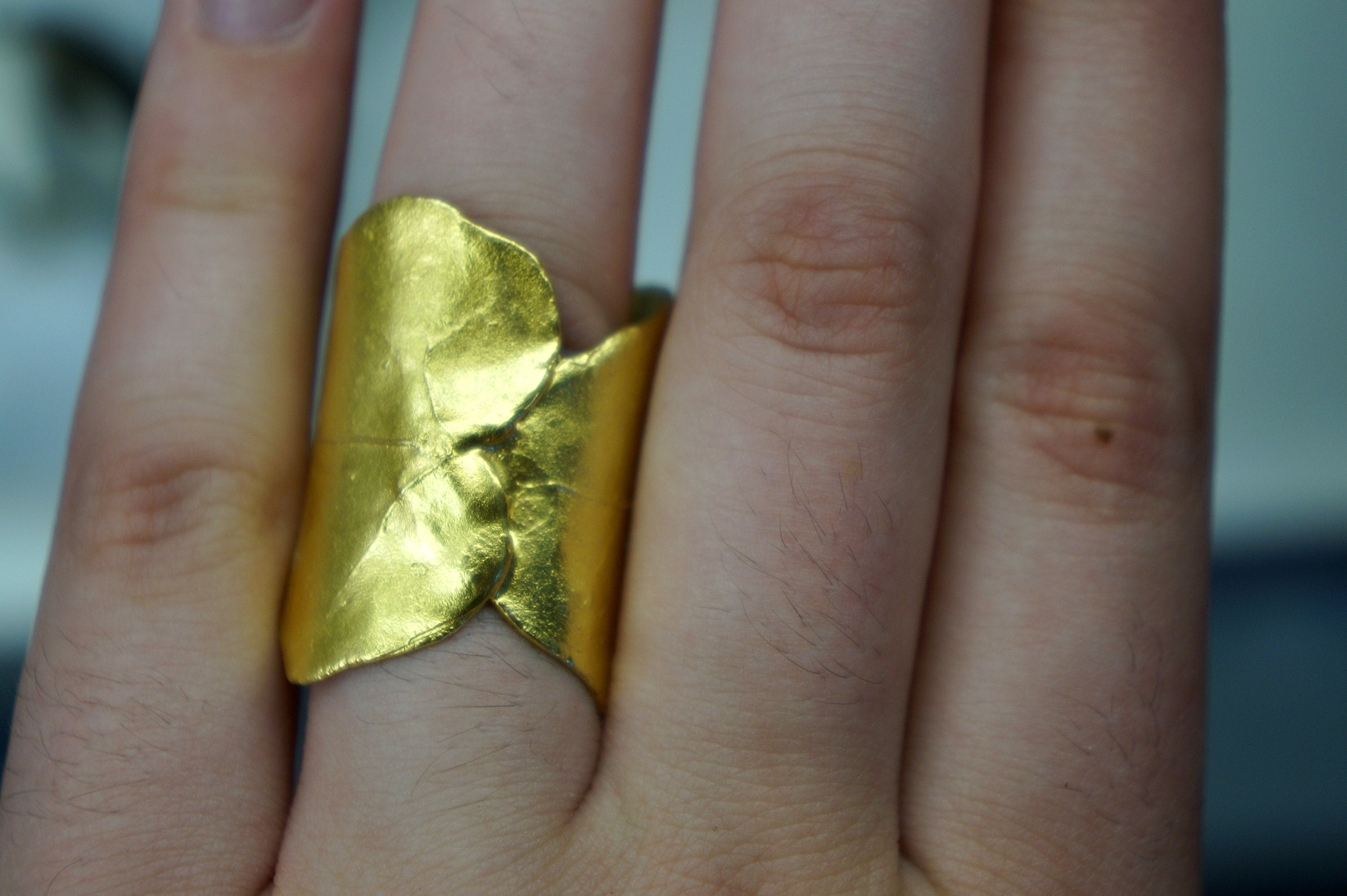 Ivy Leaf Statement Ring - Handmade Adjustable Silver Jewelry