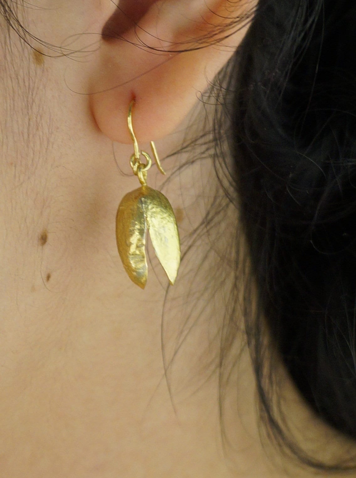 Gold Plated Pistachio Earrings: Lightweight Sterling Silver Dangle