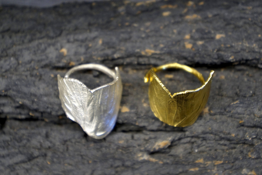 Butterfly Wings Ring: Adjustable Sterling Silver or 14k Gold Vermeil