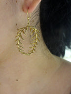 Araucaria Leaf Earrings: Big Silver and Gold Hoops (Handmade, Nature Detail)