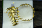 Araucaria Leaf Earrings: Big Silver and Gold Hoops (Handmade, Nature Detail)