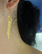Araucaria Leaf Dangle Earrings - Sterling Silver, Lightweight