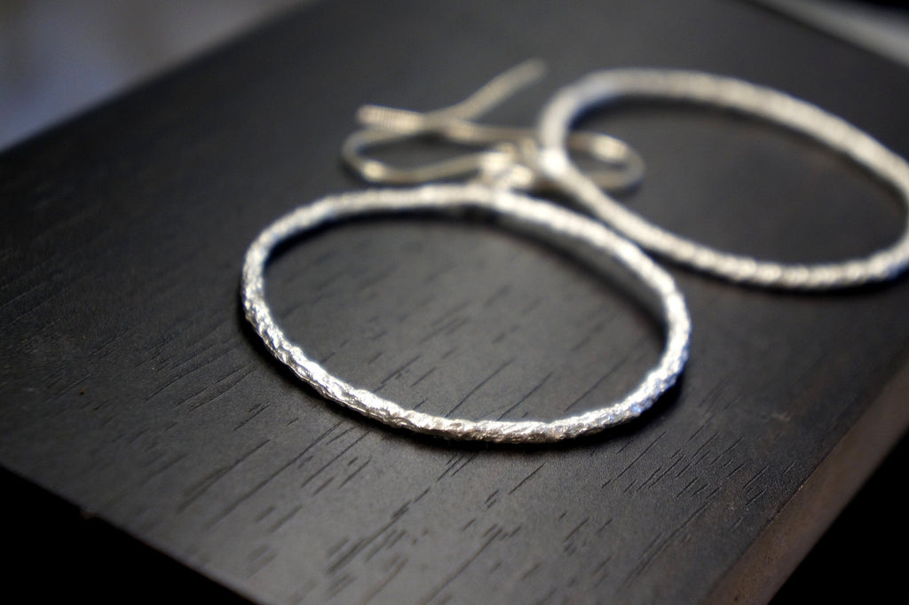 Sterling Silver Hoop Earrings: Nature Botanical Style (Handcrafted, Lightweight)