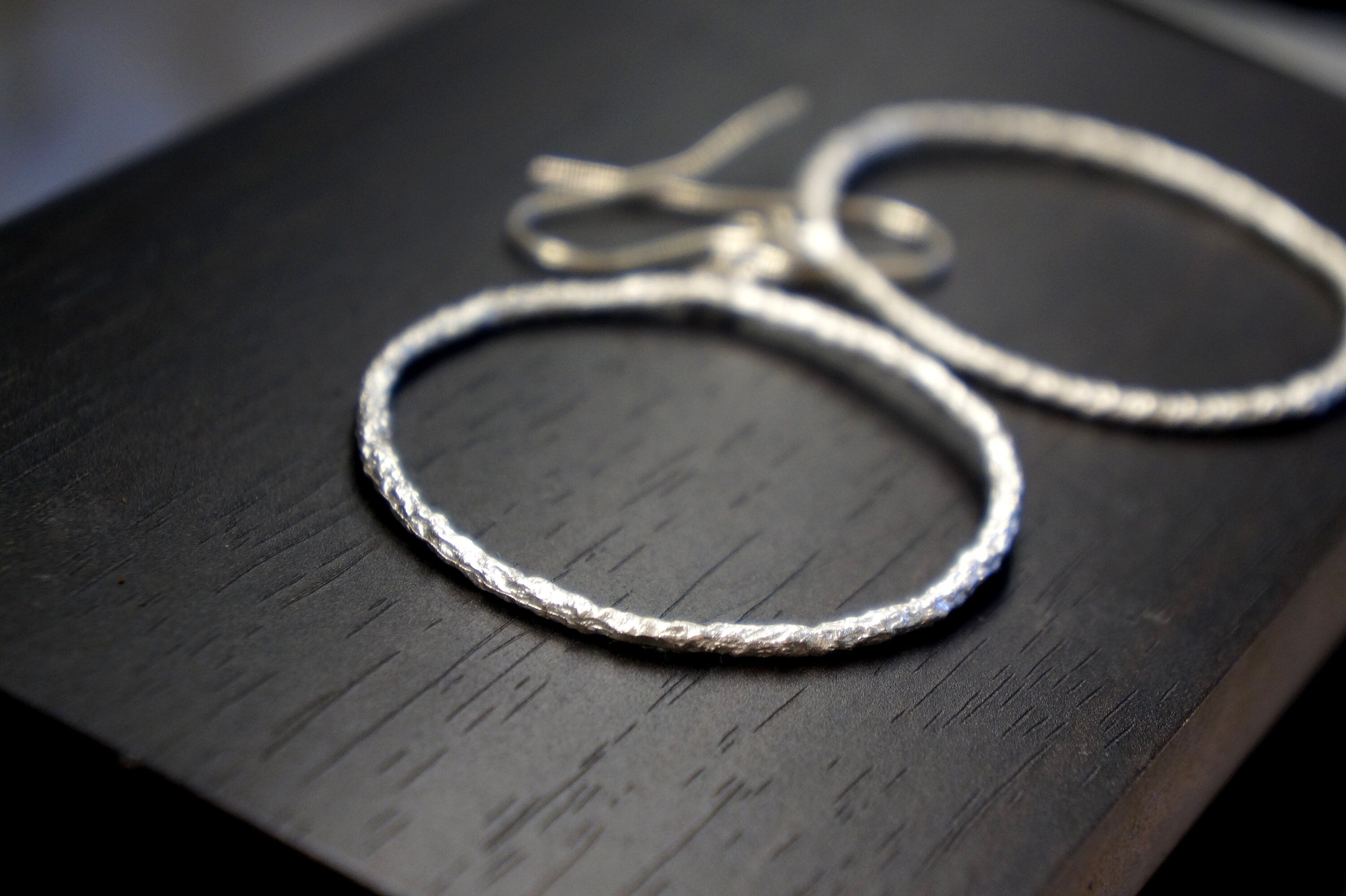 Sterling Silver Hoop Earrings: Nature Botanical Style (Handcrafted, Lightweight)